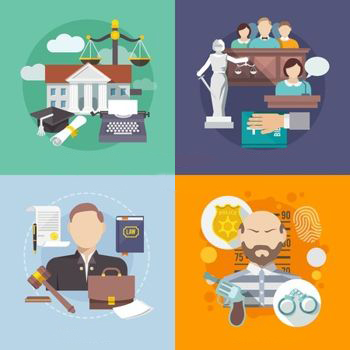 35435064-law-design-concept-with-house-of-justice-trial-by-jury-honest-judge-icon-flat-set-isolated-vector-il